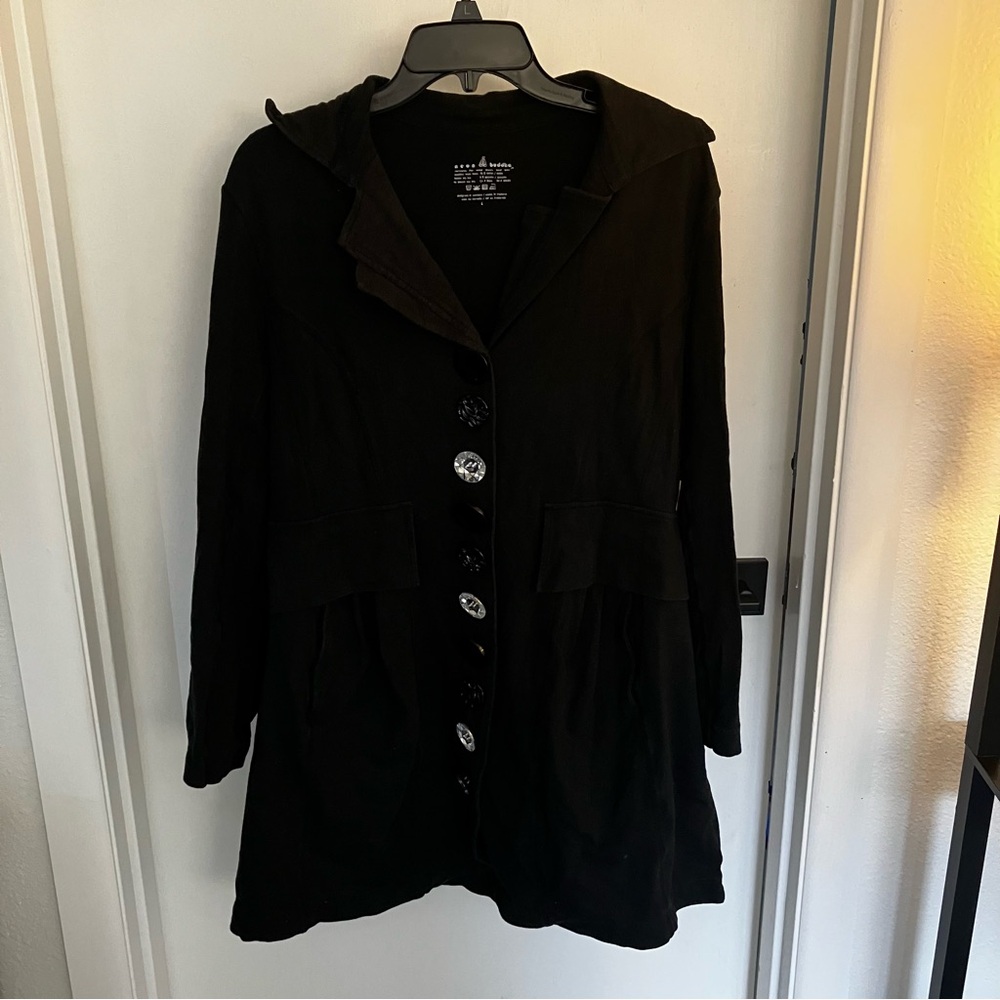 Neon Buddha Black Button-Up Cotton tunic L fits like XL